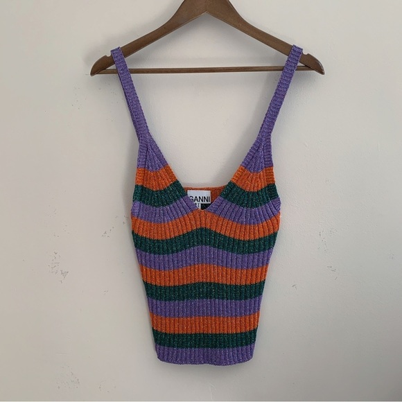 GANNI Tank Top Striped Metallic Knit - Picture 9 of 9